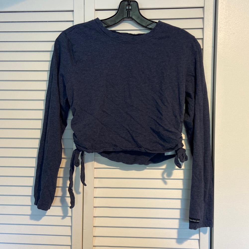 CALVIN KLEIN Blue cropped shirt